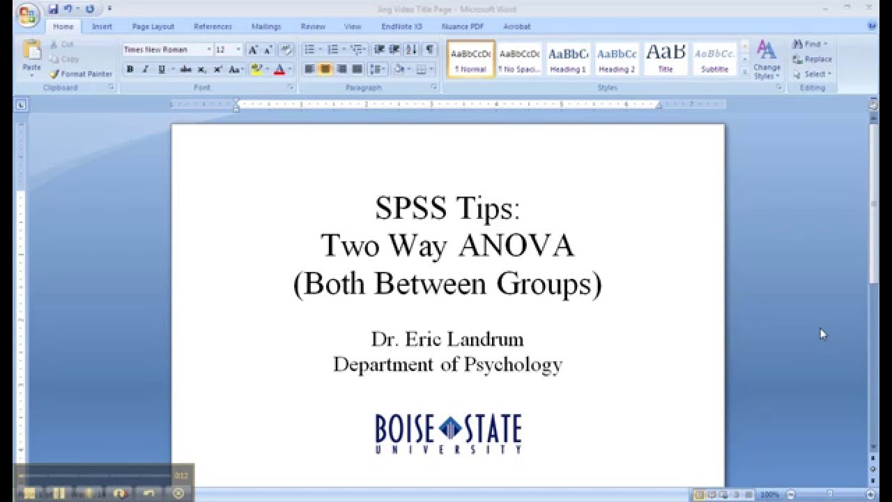SPSS Two Way ANOVA (Both IVs Between Groups)
