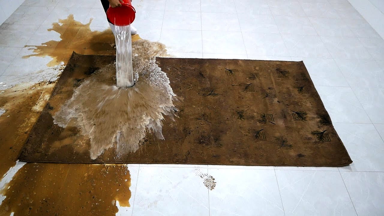 Terrible dirty carpet cleaning | Satisfying rug washing ASMR