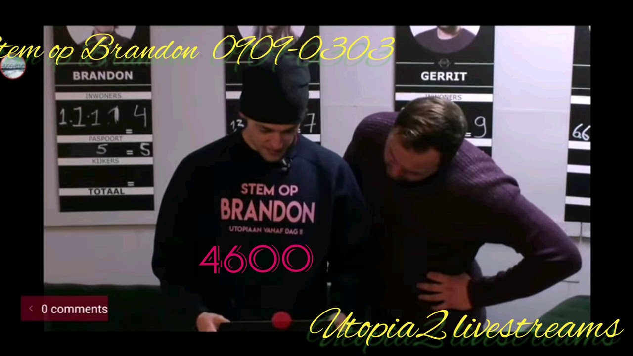 Utopia 2 finale livestreams Stem op Brandon 0909-0303  sms BRANDON 4600