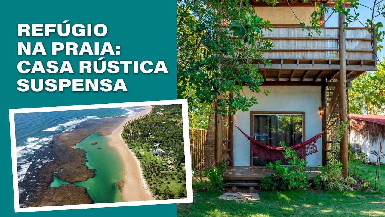 Refúgio na Praia: Casa Rústica Suspensa em Meio às Palmeiras 🌿🏝️