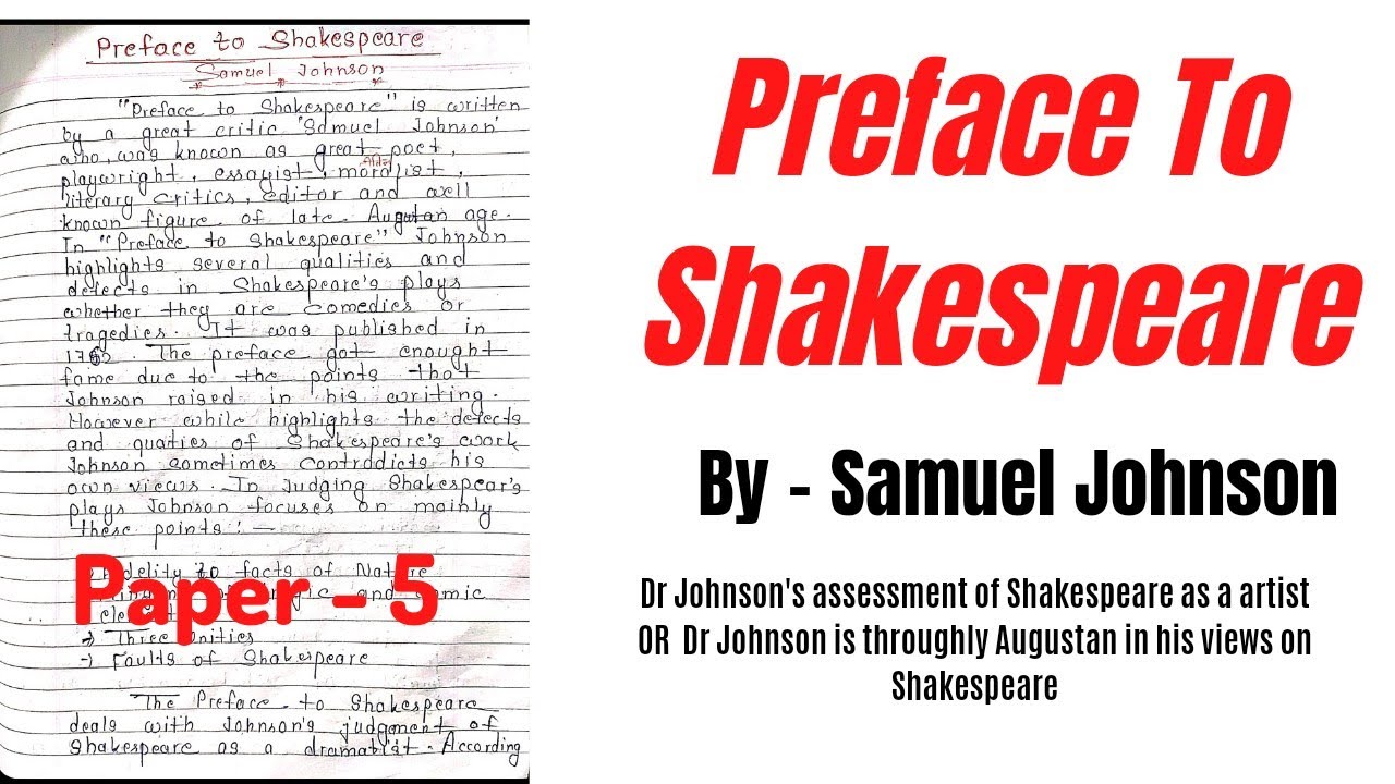 Preface To Shakespeare | Preface To Shakespeare By Samuel Johnson | Preface To Shakespeare Summary