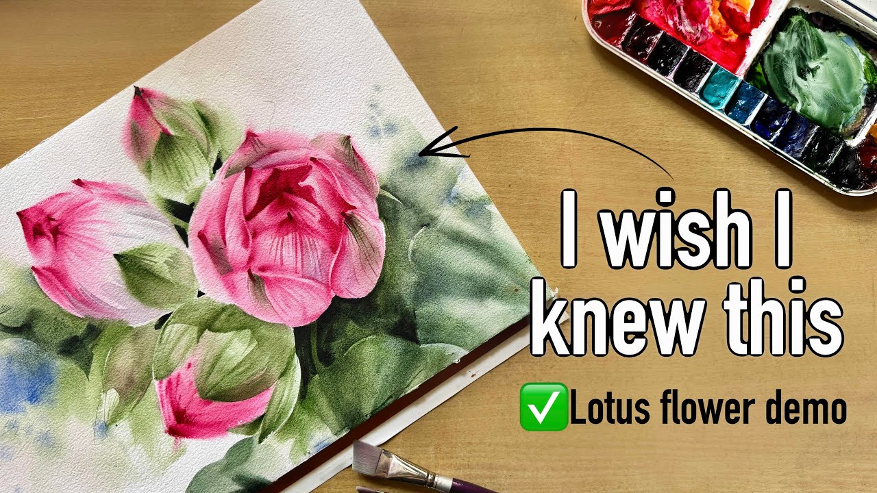 watercolor painting for beginners | lotus flower demo