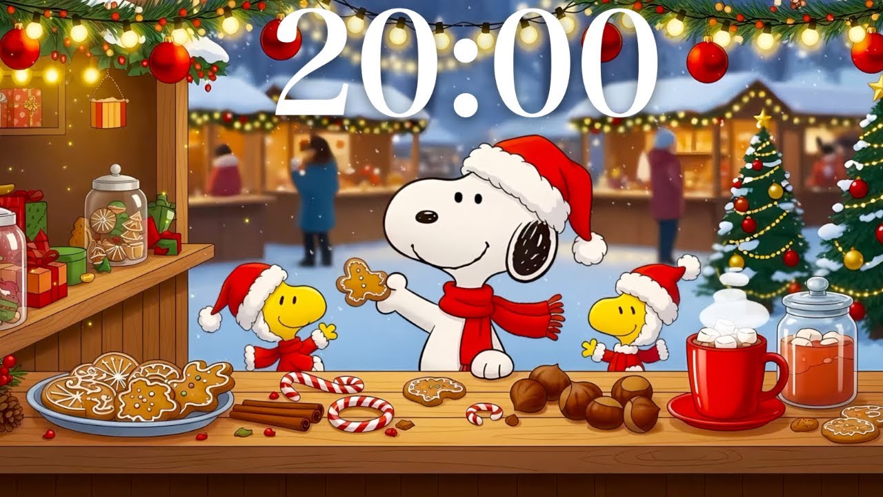 20-Minute Christmas Lofi Snoopy Cookie Stand Timer 🎄🍪✨ Cozy Study & Focus Countdown