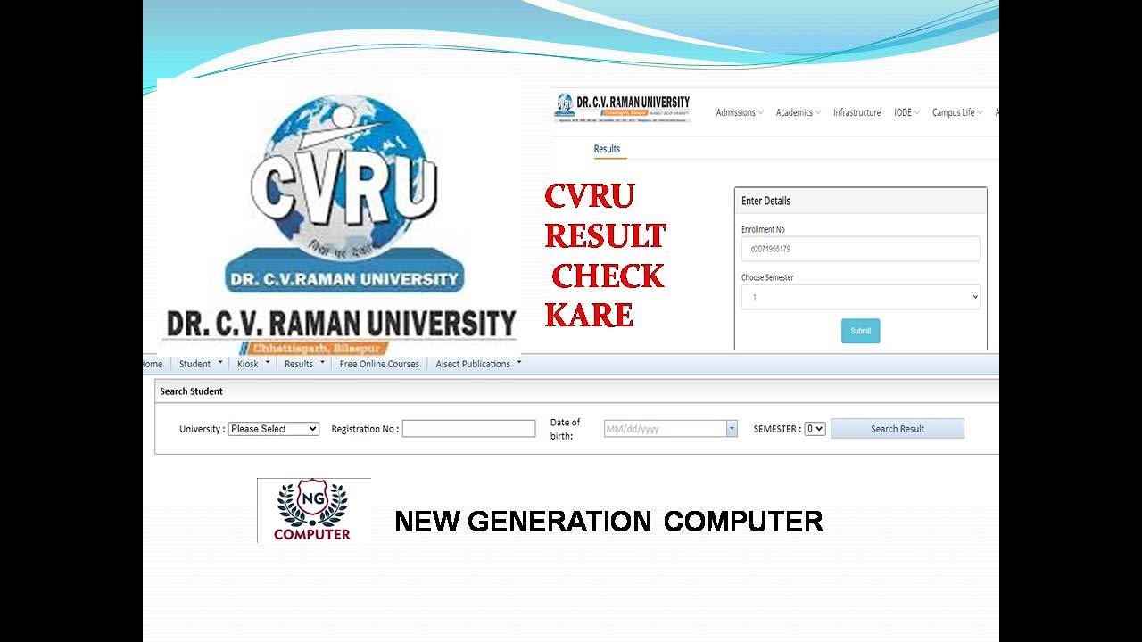 DR. C.V. RAMAN UNIVERSITY RESULT CHECK KARE