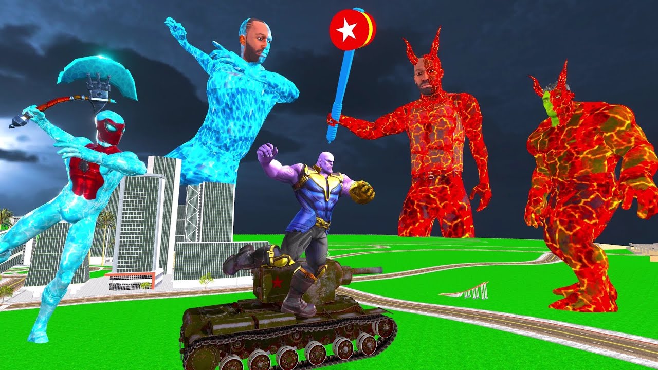 Franklin Become Ice Franklin To Fight With Lava Monster Franklin in Indian Bike Driving 3D: