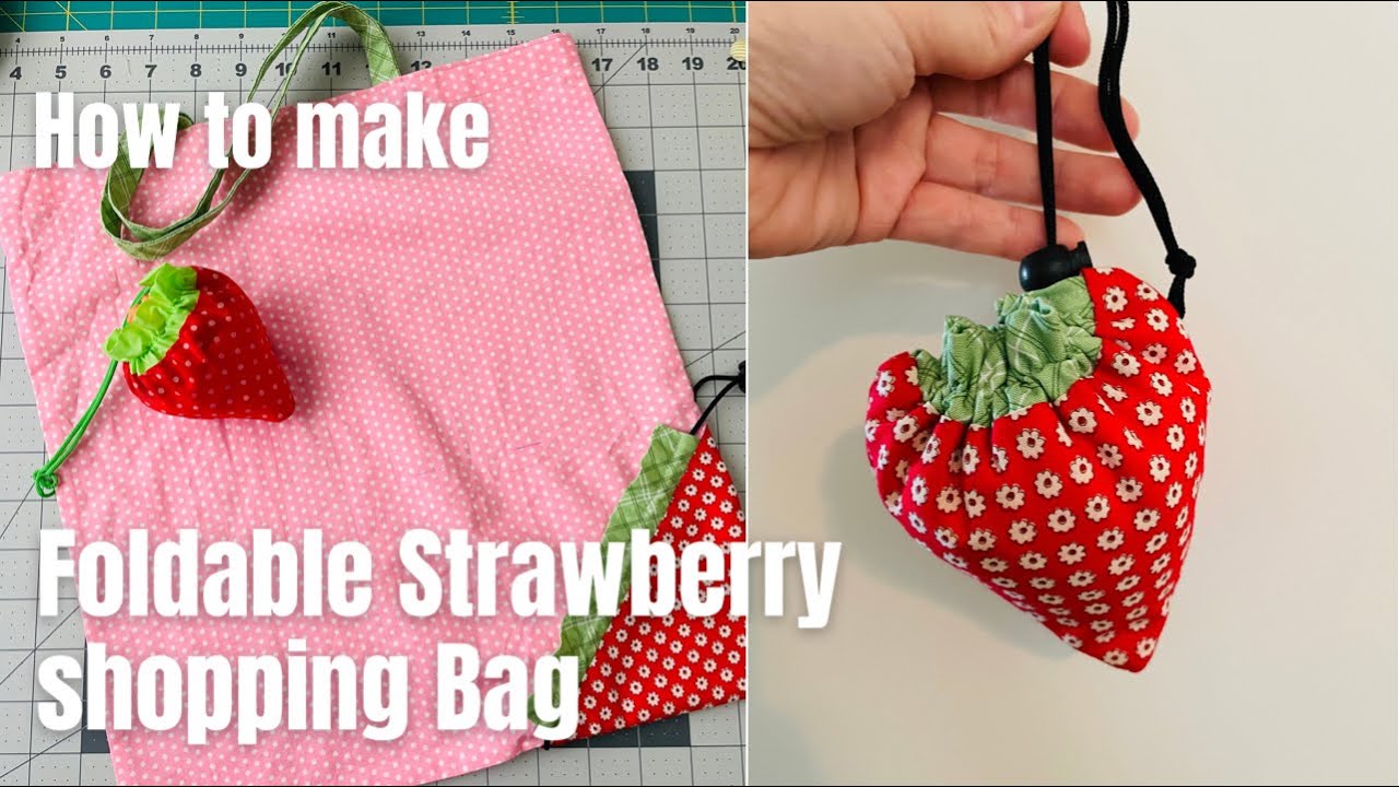 How to make Foldable Strawberry eco shopping Bag DIY 접는 딸기마켓백 만들기 에코백