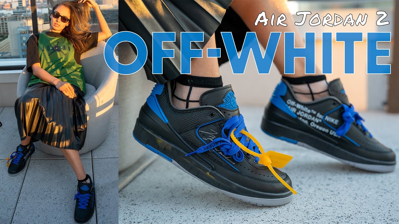THE BETTER COLORWAY?  AIR JORDAN 2 x OFF-WHITE BLACK BLUE ON FOOT REVIEW and HOW TO STYLE