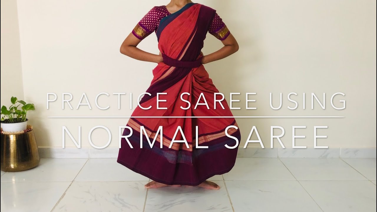 Tie Bharathanatyam Practice Saree Using A Normal Saree | Lakshmi Venkatesh |Easy method