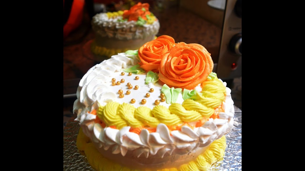 Pineapple Cake /Simple anniversary cake/ Birthday cake/with all Cake decoration tips and tricks