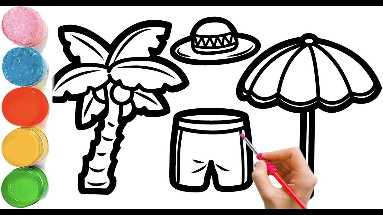 How To Draw a Sea Tourism Drawing | Beautiful Sea Drawing | Beech Drawing For Kids