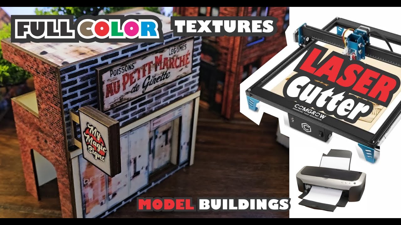 Add Full Color  textures to Laser Cut buildings with Print&Cut Laser Cutter REUPLOAD