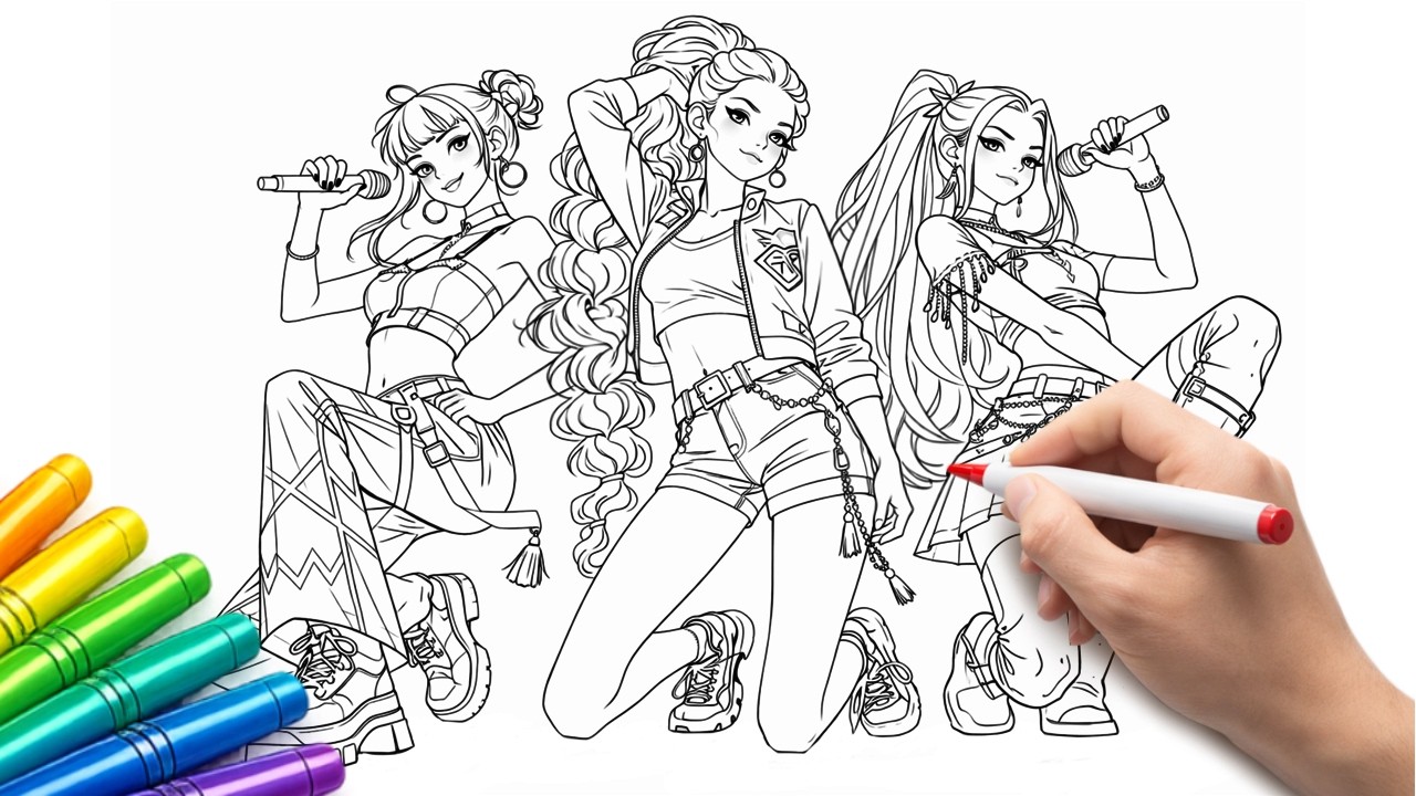 K-Pop Demon Hunters Girls ✨ Satisfying FanArt Coloring | Zoey, Rumi & Mira 💖