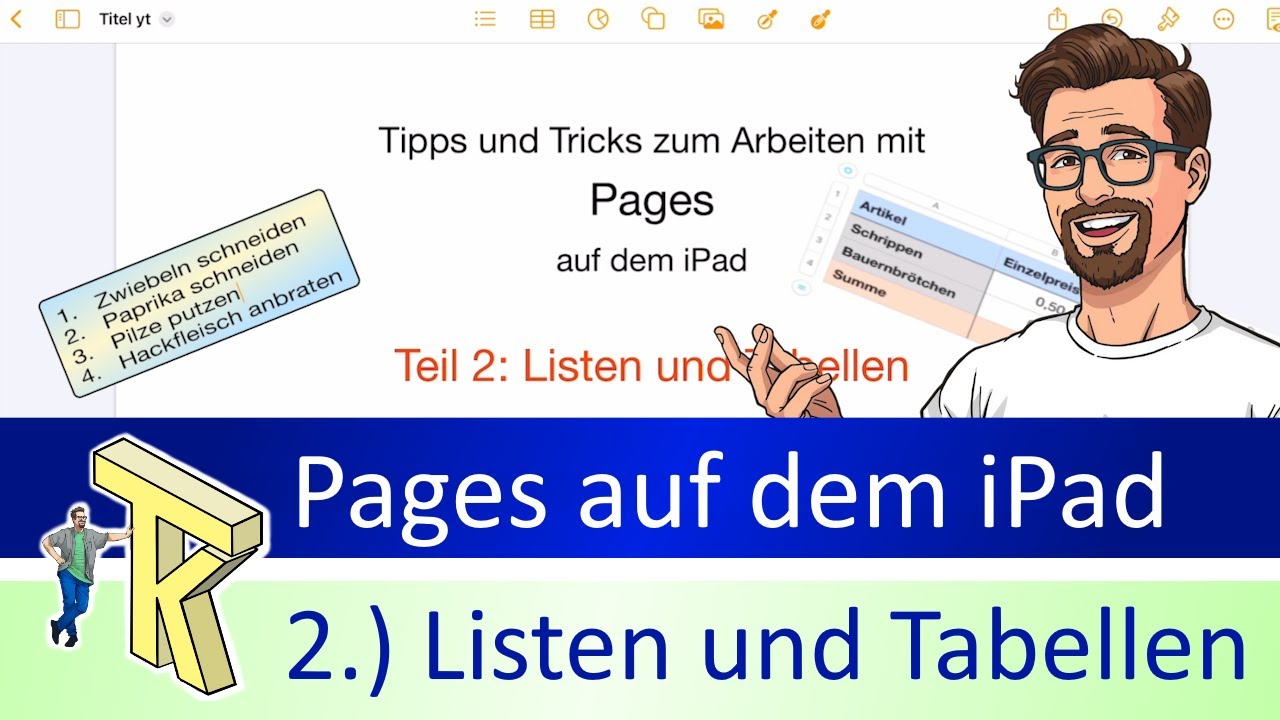 Pages auf dem iPad: 2.) Listen und Tabellen