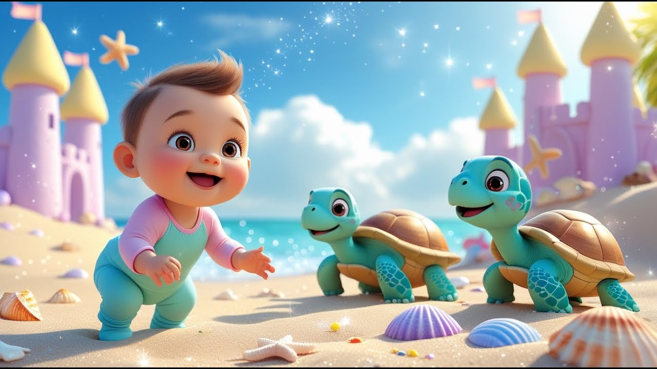 Tiny Turtles on the Beach | Baby Turtle Song for Kids | Nursery Rhymes and Learning Songs