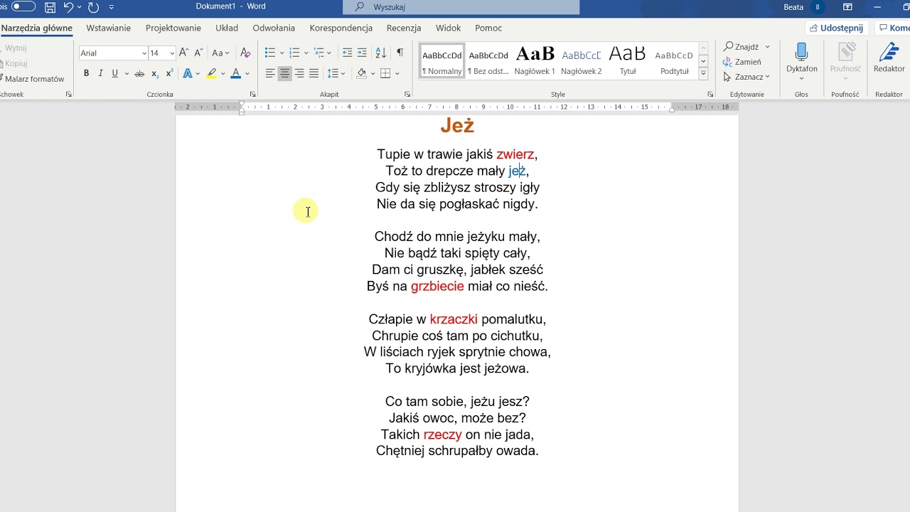Edytor Word  - formatowanie tekstu kl.3