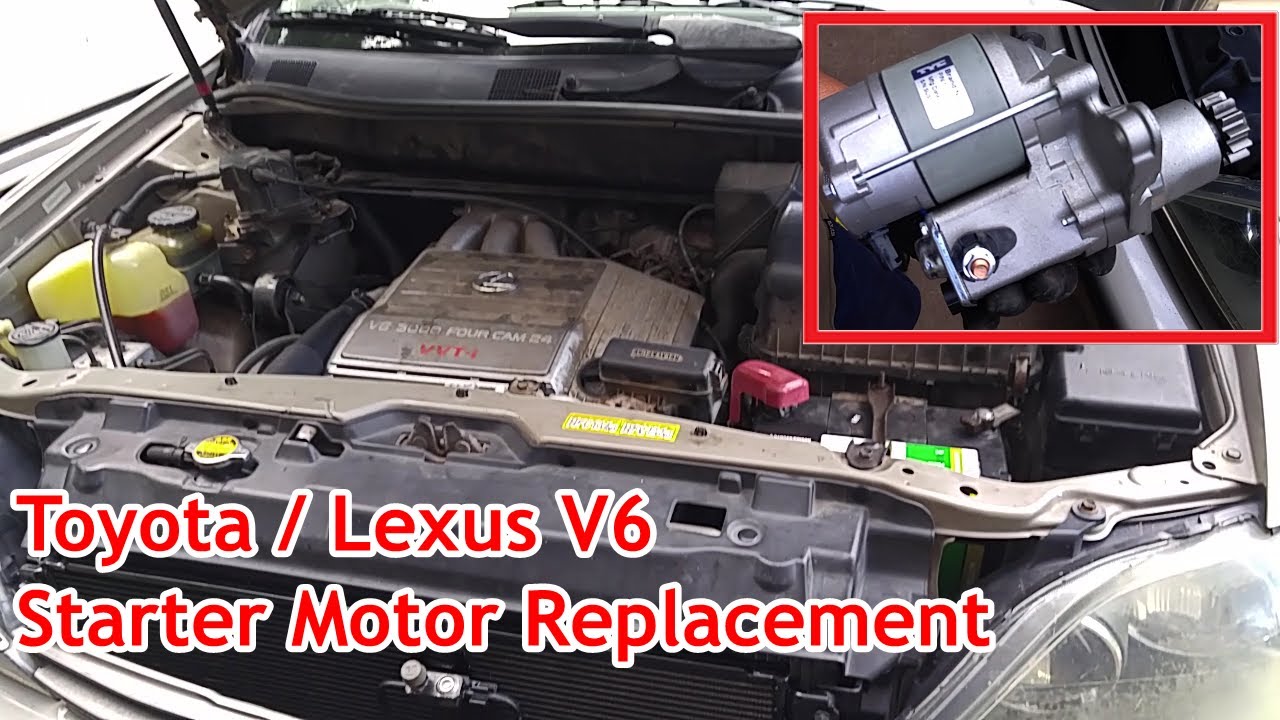 Замена стартера Toyota / Lexus V6 1MZ-FE (видео выполнено на Lexus RX300 2000 года)