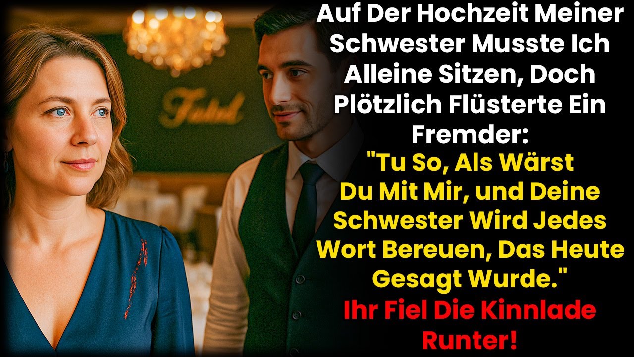 Auf der Hochzeit meiner Schwester war ich allein–da flüsterte ein Fremder; Tu,als wärst du mit mir