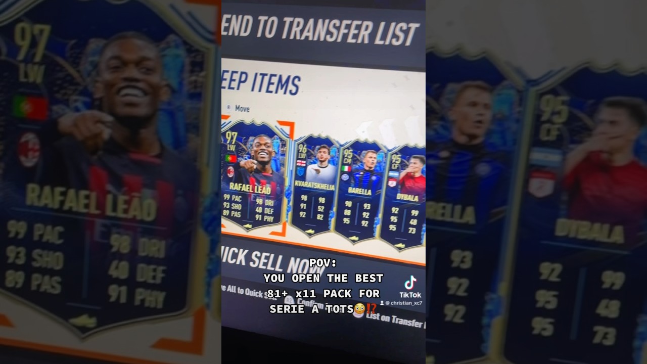THE BEST 81+ x11 TOTS SERIE A PACK⁉️😳 #fifa23 #fut #tots #shorts