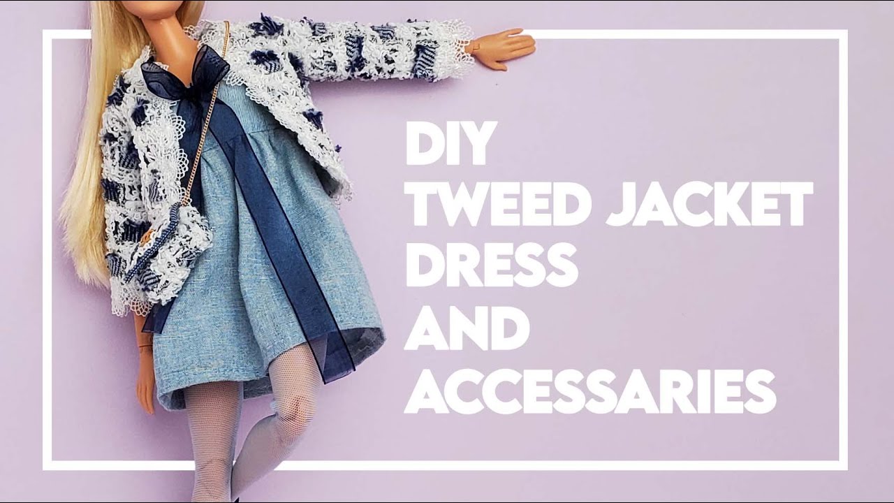 DIY Barbie Clothes Tutorial and Free Patterns I Tweed Jacket, dress, and bag