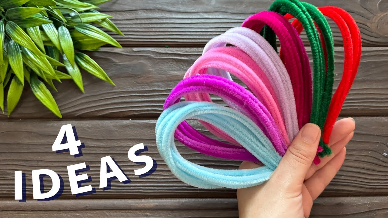 4 IDEAS 💥 Easy Pipe Cleaner Crafts Pipe Cleaner Chenille Decoration Ideas
