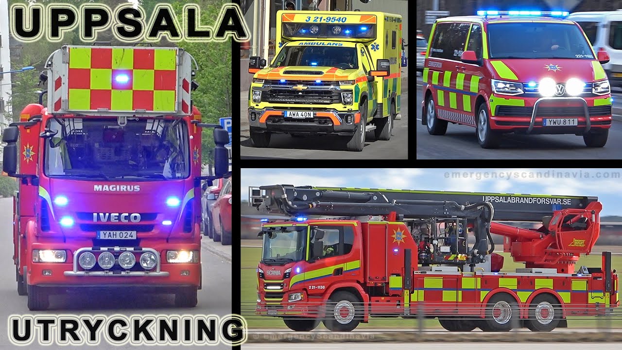 [Uppsala] Fire trucks, Ambulance and Police responding (collection)