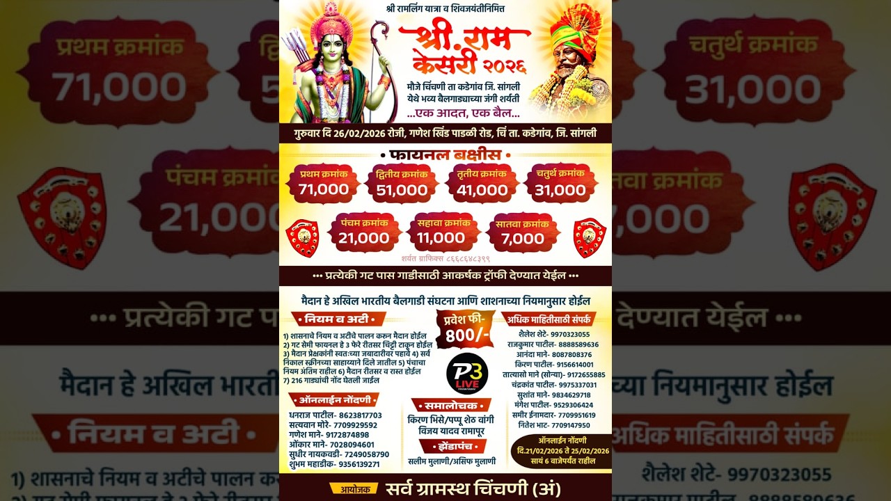 श्री रामलिंग यात्रा व शिवजयंतीनिमित्त भव्य एक आदत एक बैल मैदान, चिंचणी ( अं )