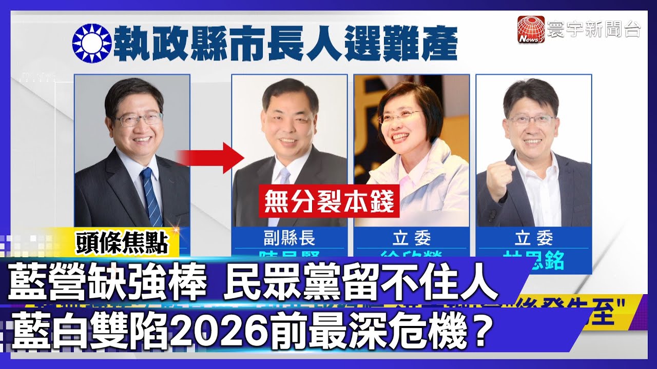 藍營四縣市徵將困難 白營大咖爆退黨潮！反對陣營「內部失能」暴露無遺｜#寰宇新聞
