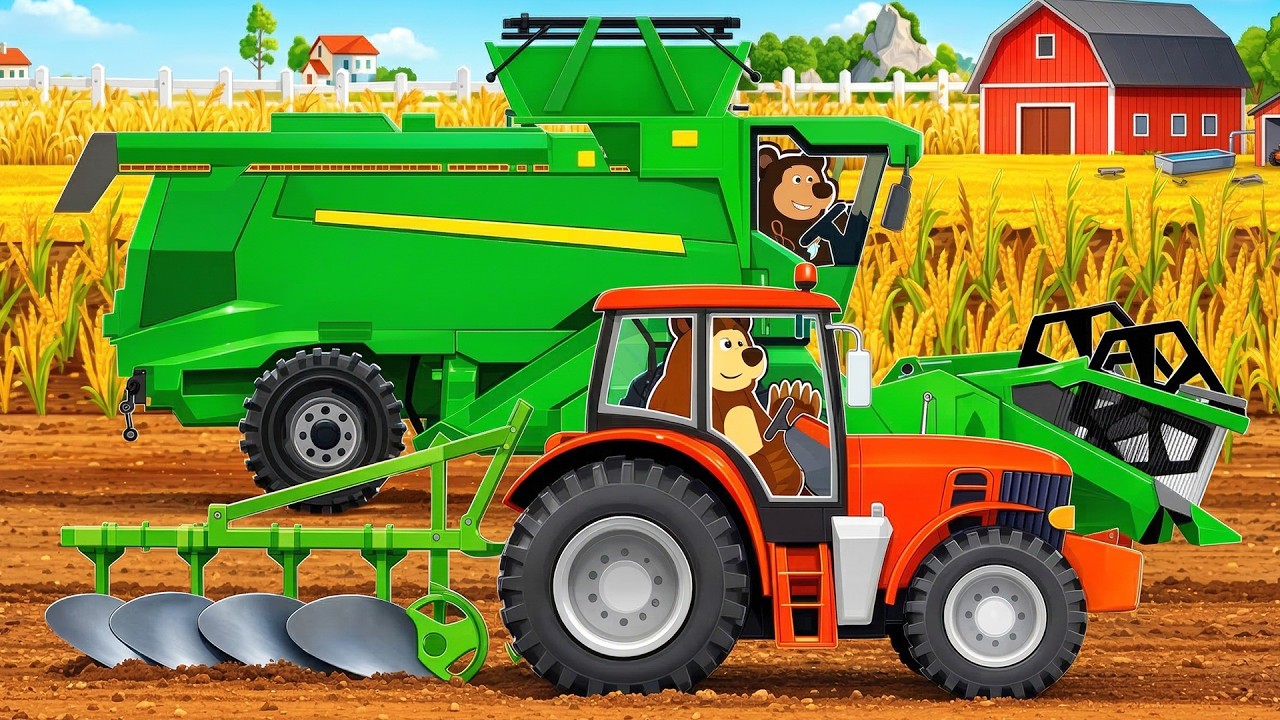 Farmer And Tractor: Wheat Planting & Harvest with Tractor and Combine | Real Farm Animation