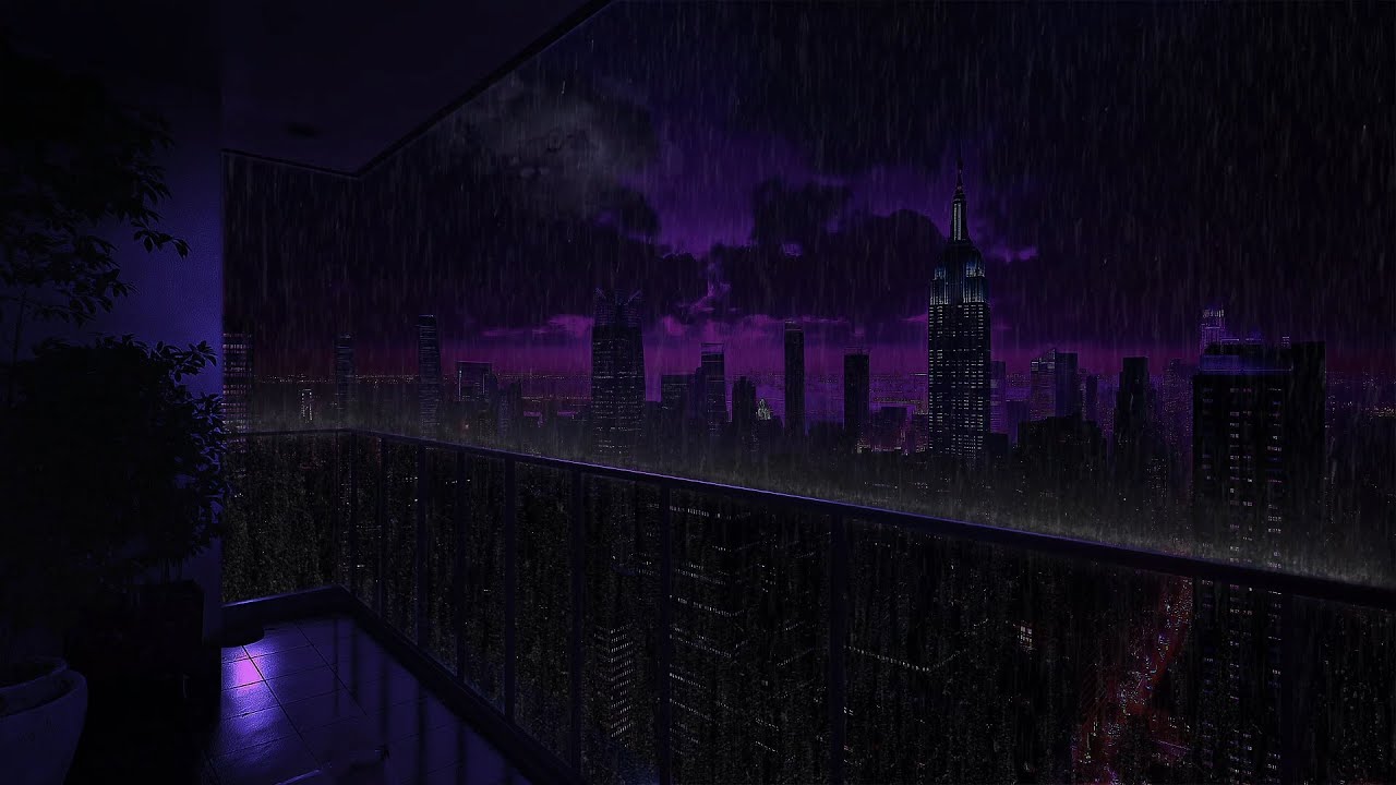 🎹📖 Rainstorm on a High-Rise Balcony | Emotional Piano for Study, Work or Focus | Night City View