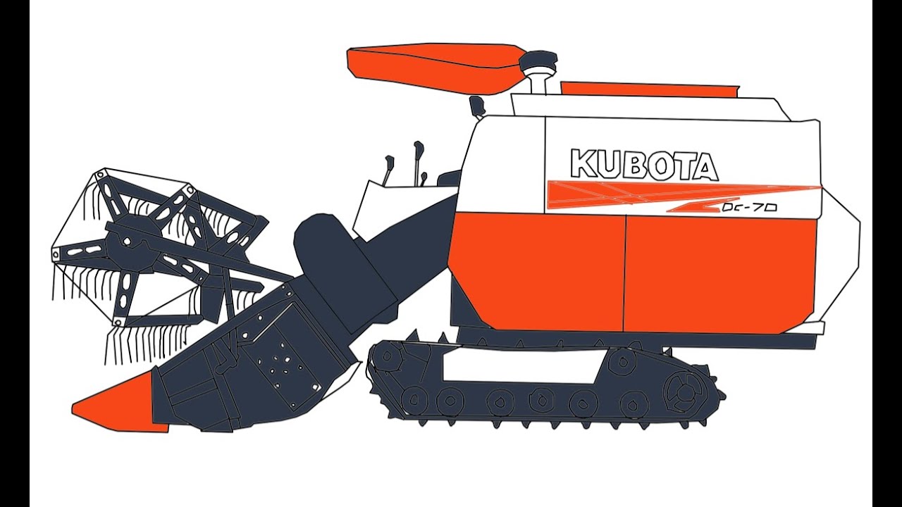 วาดรูปรถเกี่ยวคูโบต้า dc-70 How to Draw a dump truck