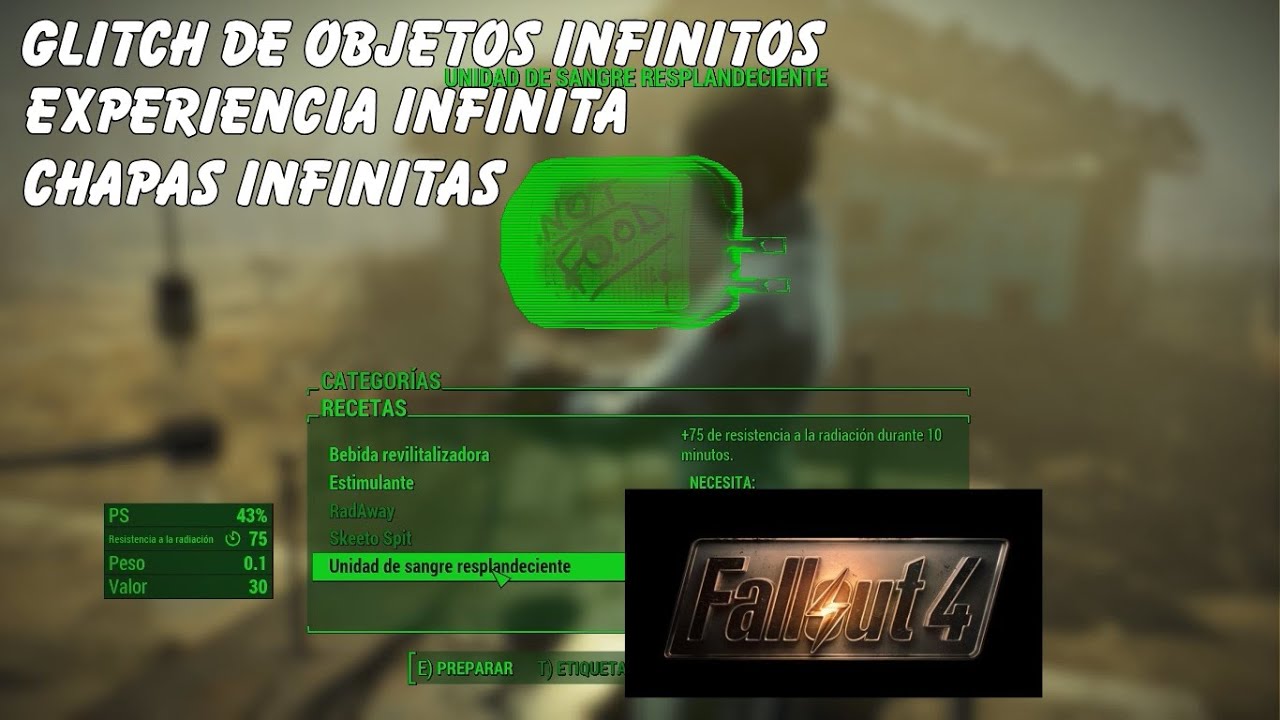 Fallout 4 - Glitch de objetos infinitos experiencia y chapas infinitas nuevo parche 1.2