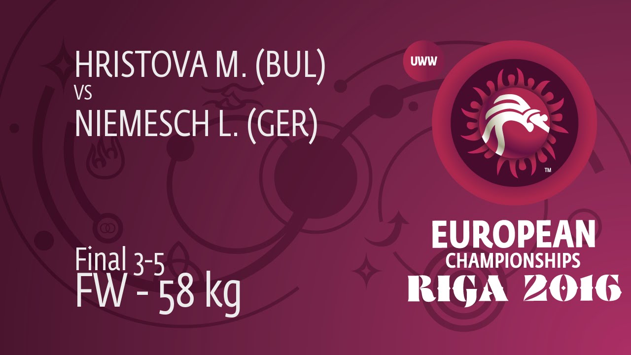 BRONZE FW - 58 kg: M. HRISTOVA (BUL) df. L. NIEMESCH (GER) by FALL, 8-0