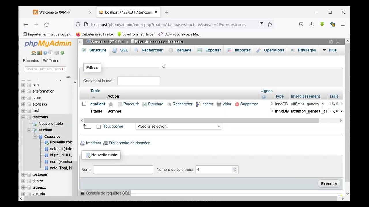 apprendre sql avec mysql xampp