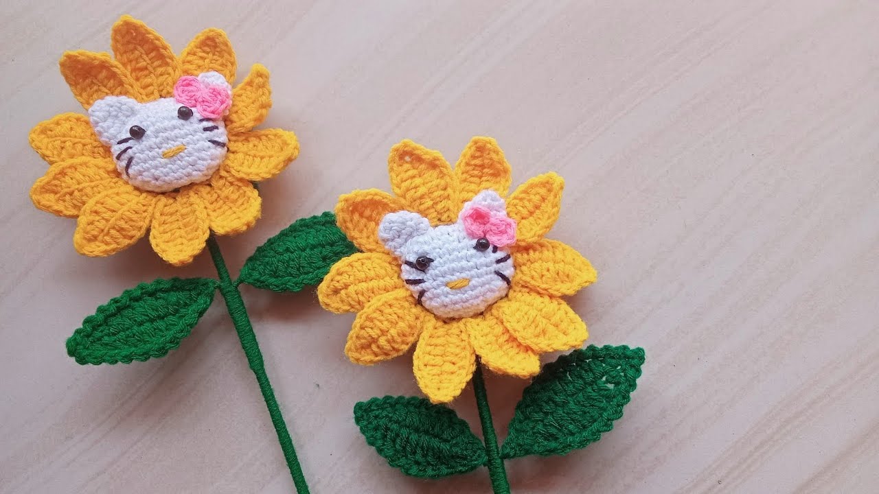Crochet Flower 🌸 with Cat 🙀 | Crochet Flower Bouquet 💐 | Easy Step by Step Tutorial for Beginner's .