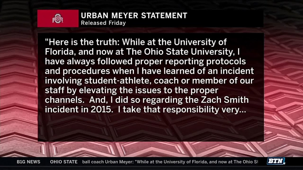 Urban Meyer Statement | Ohio State | Big Ten Football
