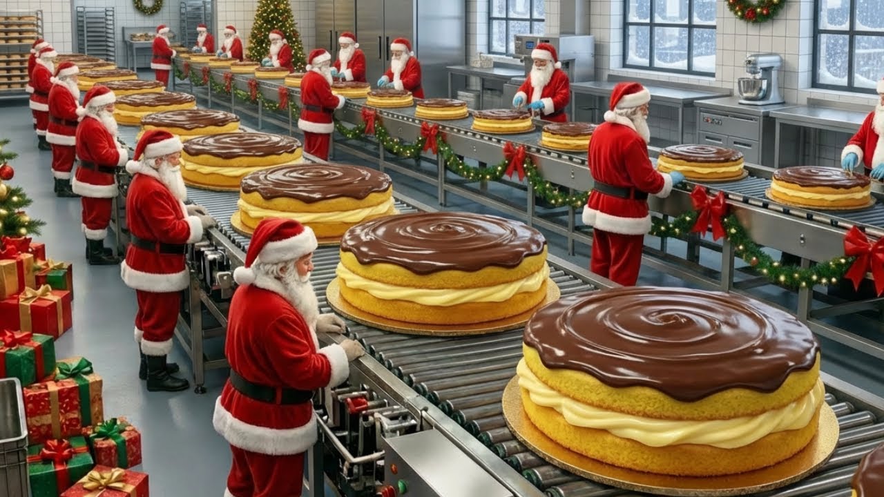 Inside the Christmas Bakery Factory: The Hidden Process Behind Boston Cream Pie (Full Process)