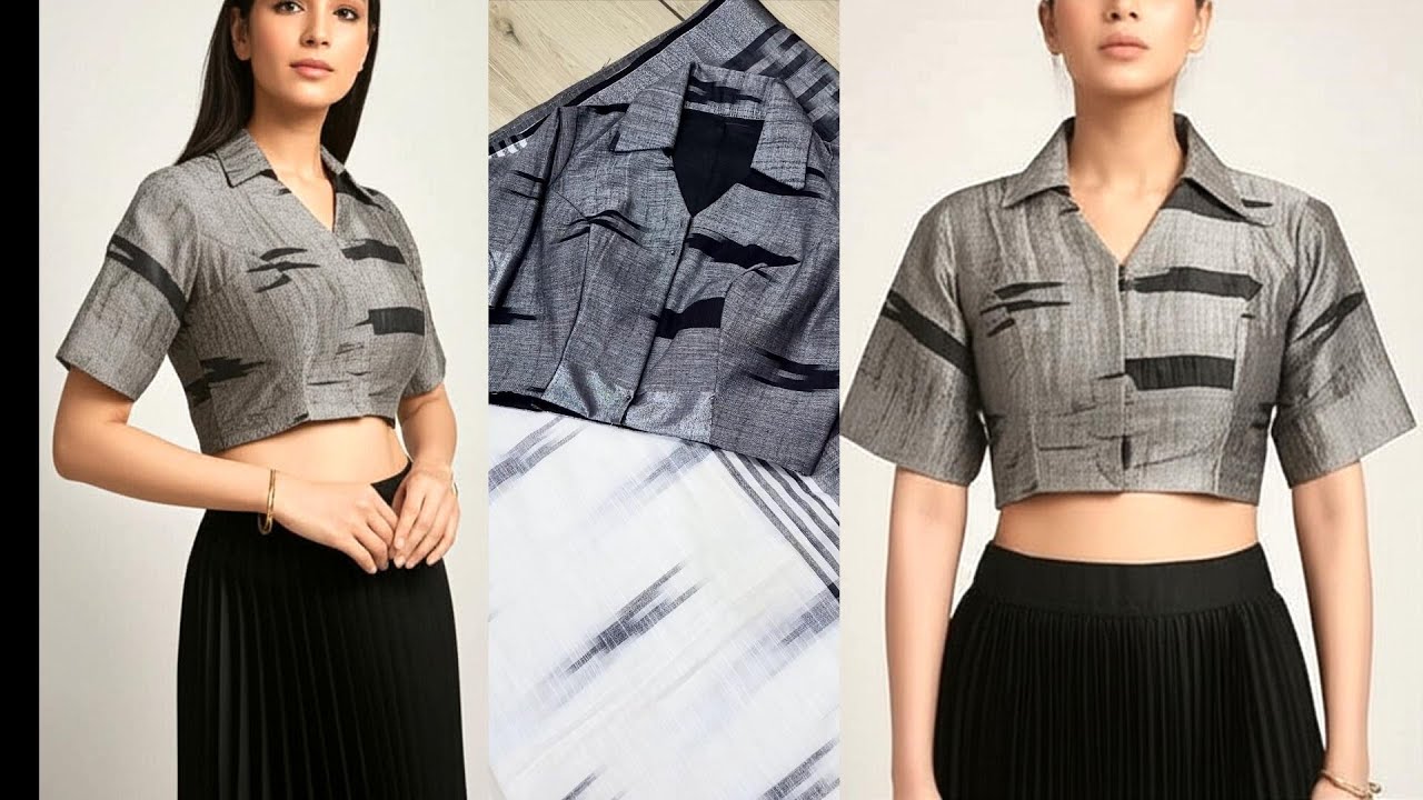 शर्ट कॉलर ब्लाउज बनाएं आसान तरीके से || Cutting and Stitching || Collar Blouse || #krishnacreation