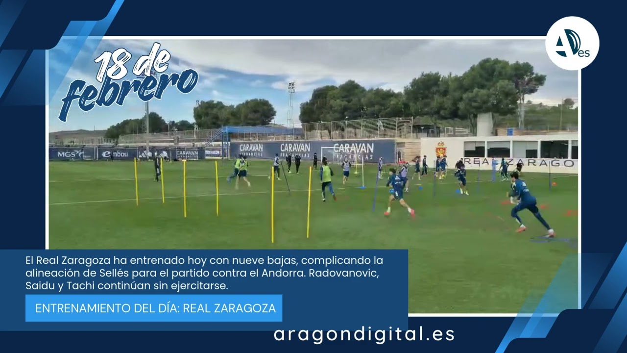 El Real Zaragoza ha entrenado hoy preparando el partido contra el Andorra con nueve bajas