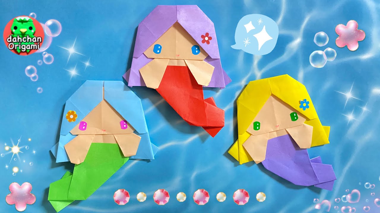 【折り紙】人魚の折り方　【Origami】How to fold ” Mermaid ”　海シリーズ　 音声解説★