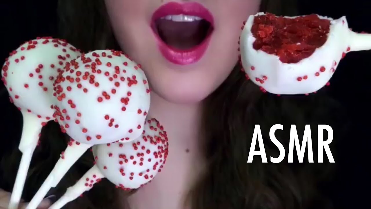 ASMR Red Velvet CAKE POPS 🍰 Relaxing EATING SOUNDS