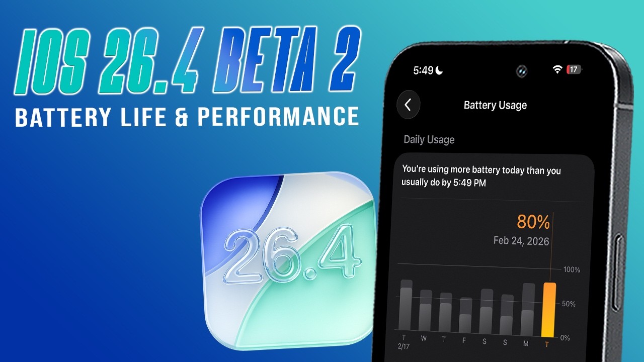 Время работы от батареи и производительность в iOS 26.4 Beta 2 (после 24 часов)
