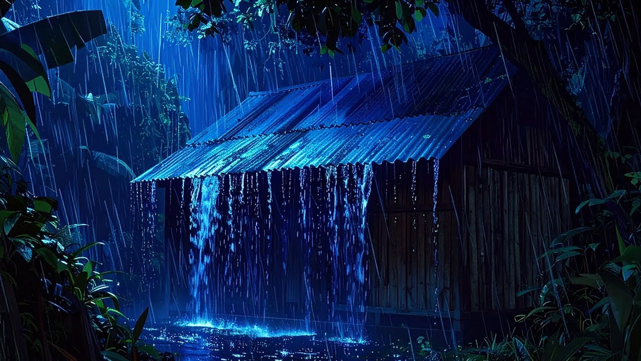 Fall Asleep in 3 Minutes with Heavy Rain on Tin Roof & Deep Thunder Sounds at Night