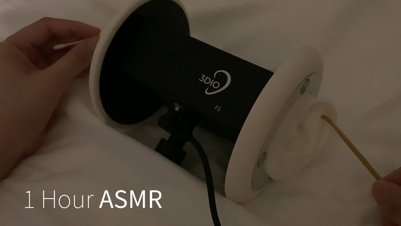 [1 Hour ASMR] Earflap Cleaning with Bamboo pick, Cotton swab | No talking