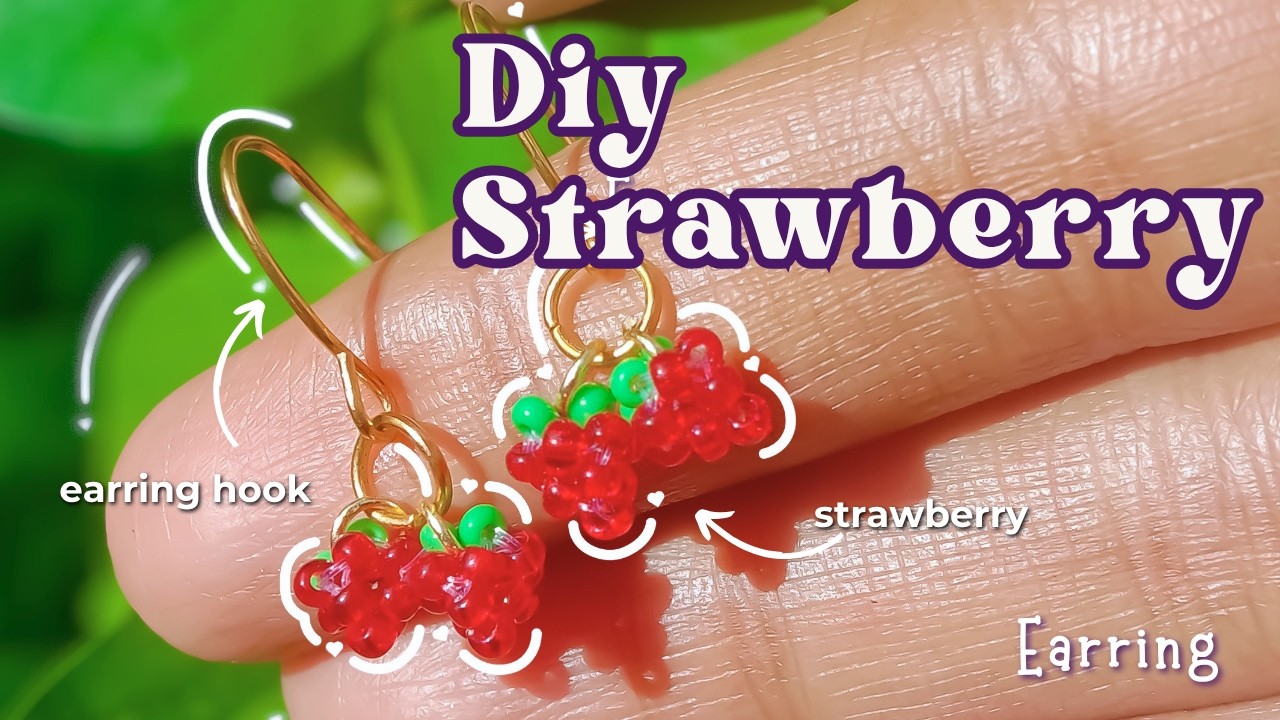 EASY DIY Strawberry Earring 🍓| Seed bead earring #diy #earrings #handmadejewelry 