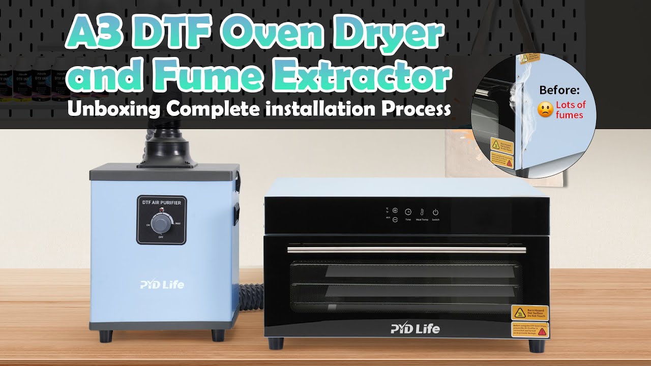 🔥New Arrival!Bulk DTF Printing &ndash; Cure 3PCS A3 DTF Films at Once with DTF Oven Dryer & Fume Extractor