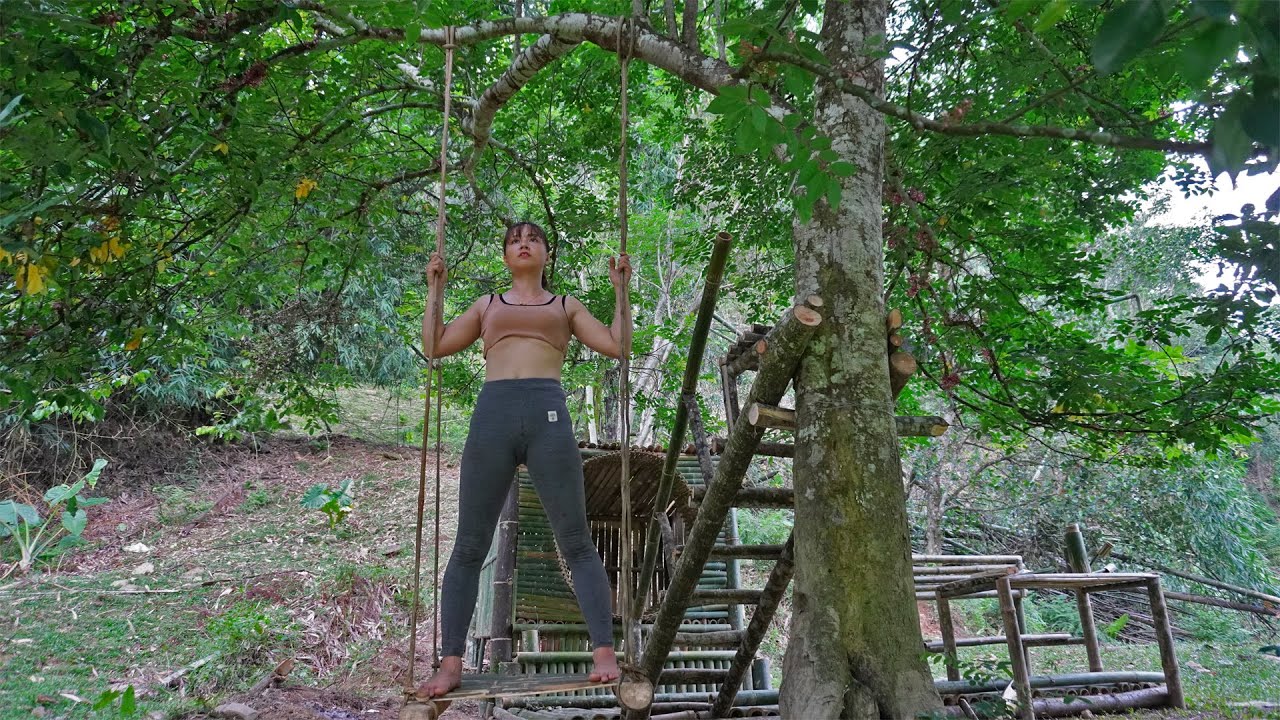 Make Swing on the Tree | Bushcraft Camp in the Woods | Free Bushcraft Ep.13