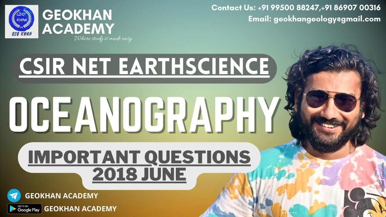 CSIR NET EARTHSCIENCE I Oceanography Important Questions I June 2018 I Geology Lectures I Geokhan