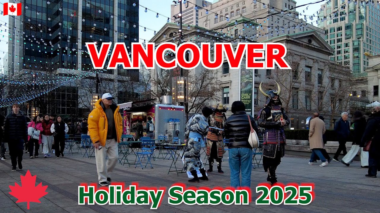 Vancouver Downtown Walking - 2025 Holiday Season in Downtown Vancouver British Columbia Canada