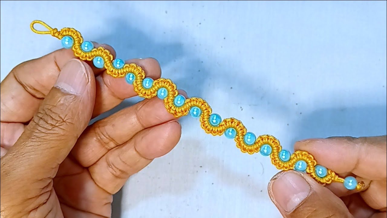 DESIGN BEADS  MACRAME BRACELET ,CARA  MEMBUAT GELANG TALI MOTIF