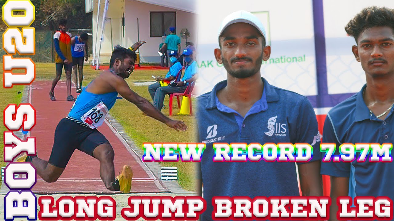 Long Jump U20 Boys New Reord 7.97m by Jeswin Aldrin  || Long Jumper broken his Leg during Long Jump